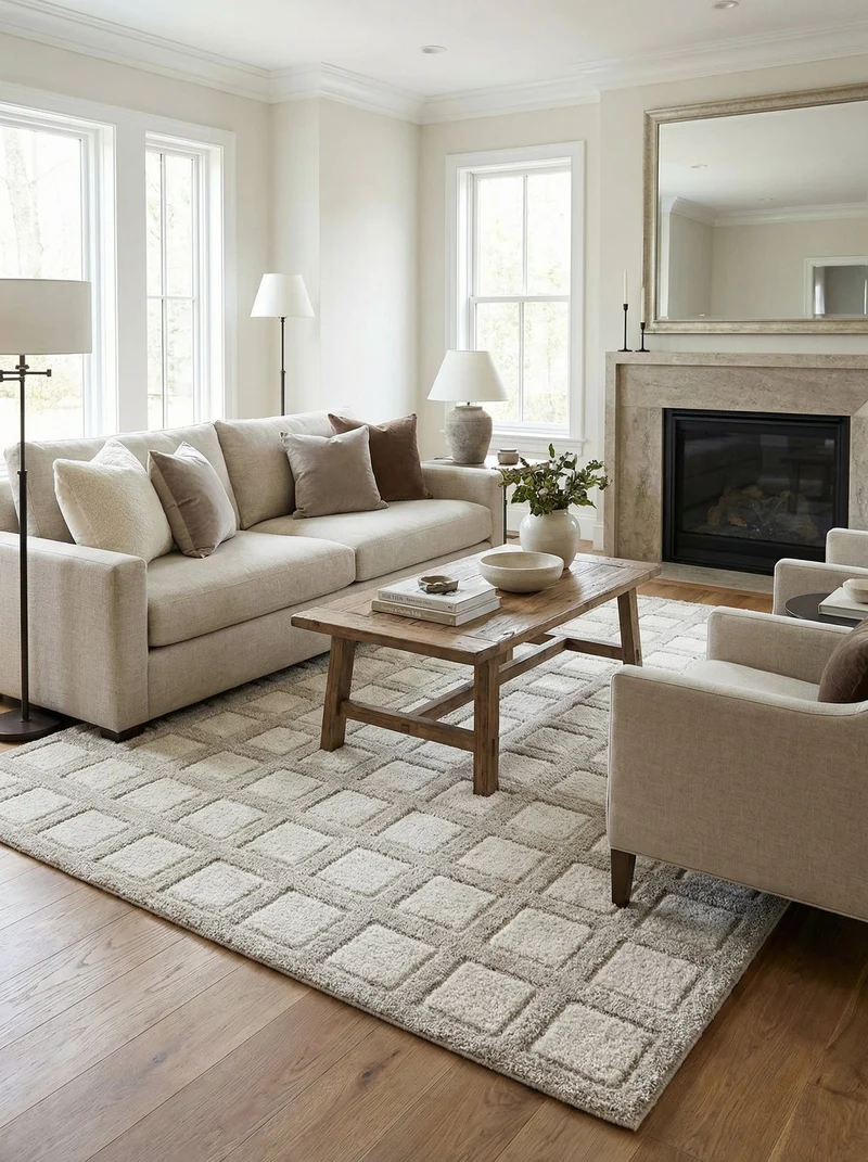 Tapis Géométrique Beige - Quieto N°03