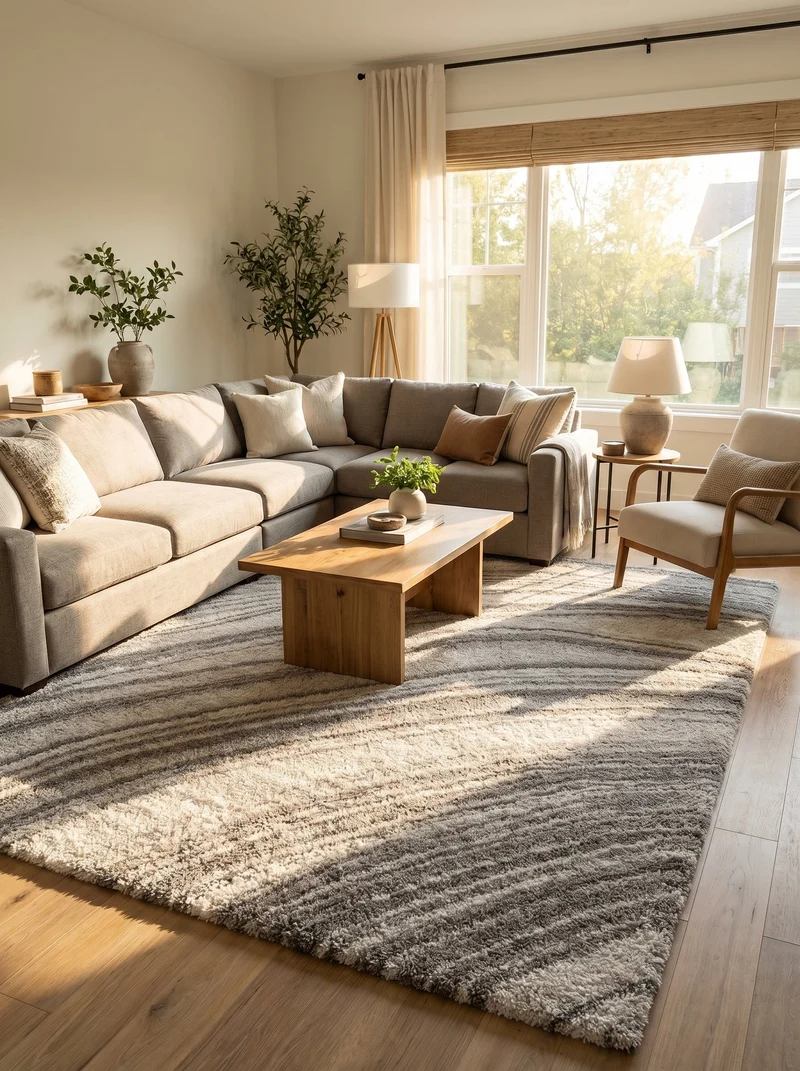 Tapis Moderne Crème et Gris - Quieto N°02