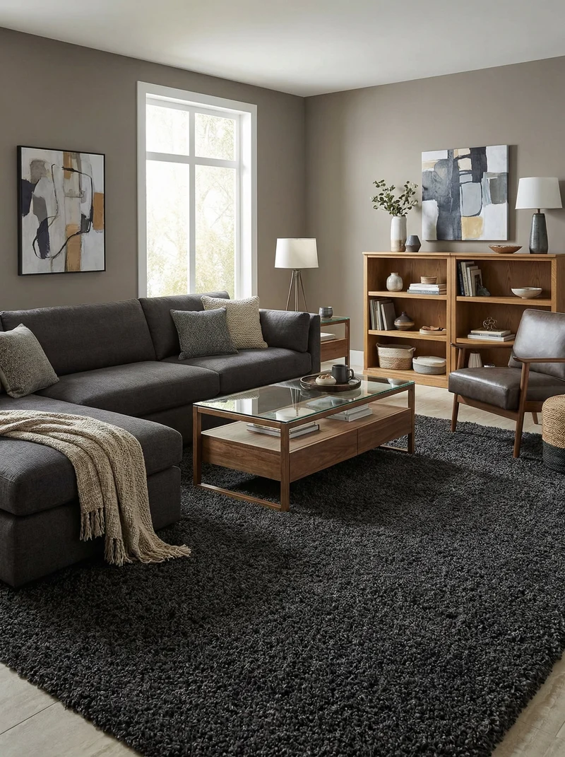 Tapis Shaggy Anthracite - Calvino