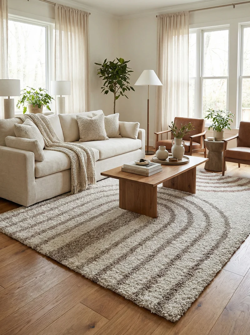 Tapis Shaggy Moderne Beige - Calvino N°03