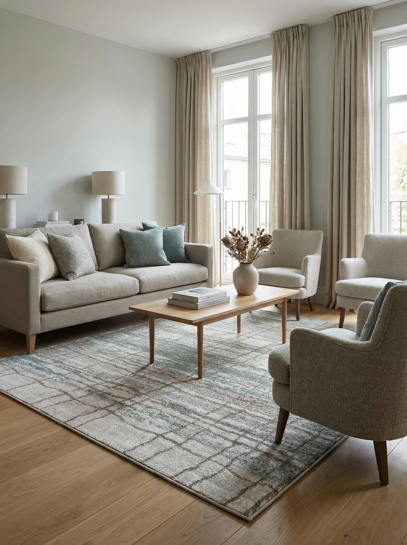 Tapis Moderne Crème et Bleu - Isadora N°06