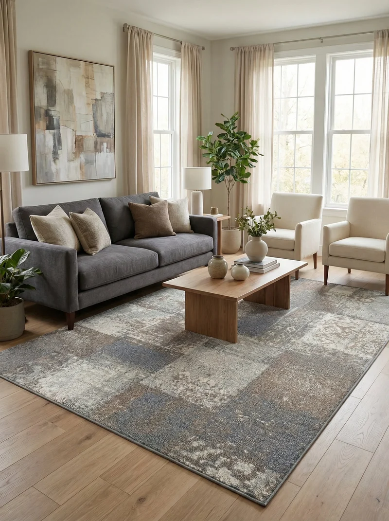 Tapis Vintage Gris et Bleu - Isadora N°04