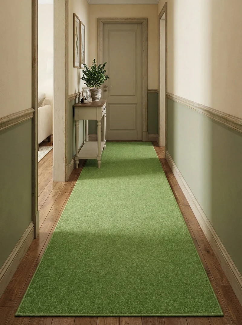 Tapis de Couloir Uni Vert - Ravello
