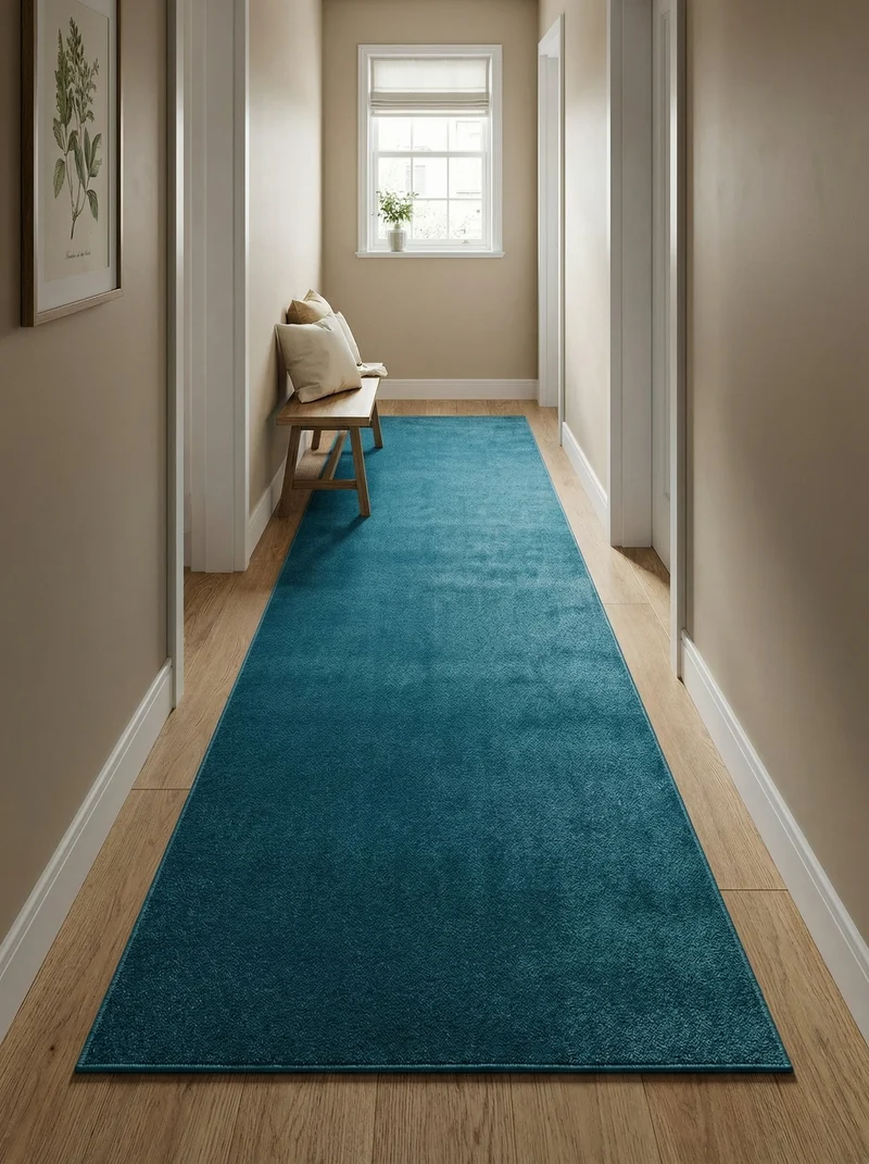 Tapis de Couloir Uni Bleu - Ravello