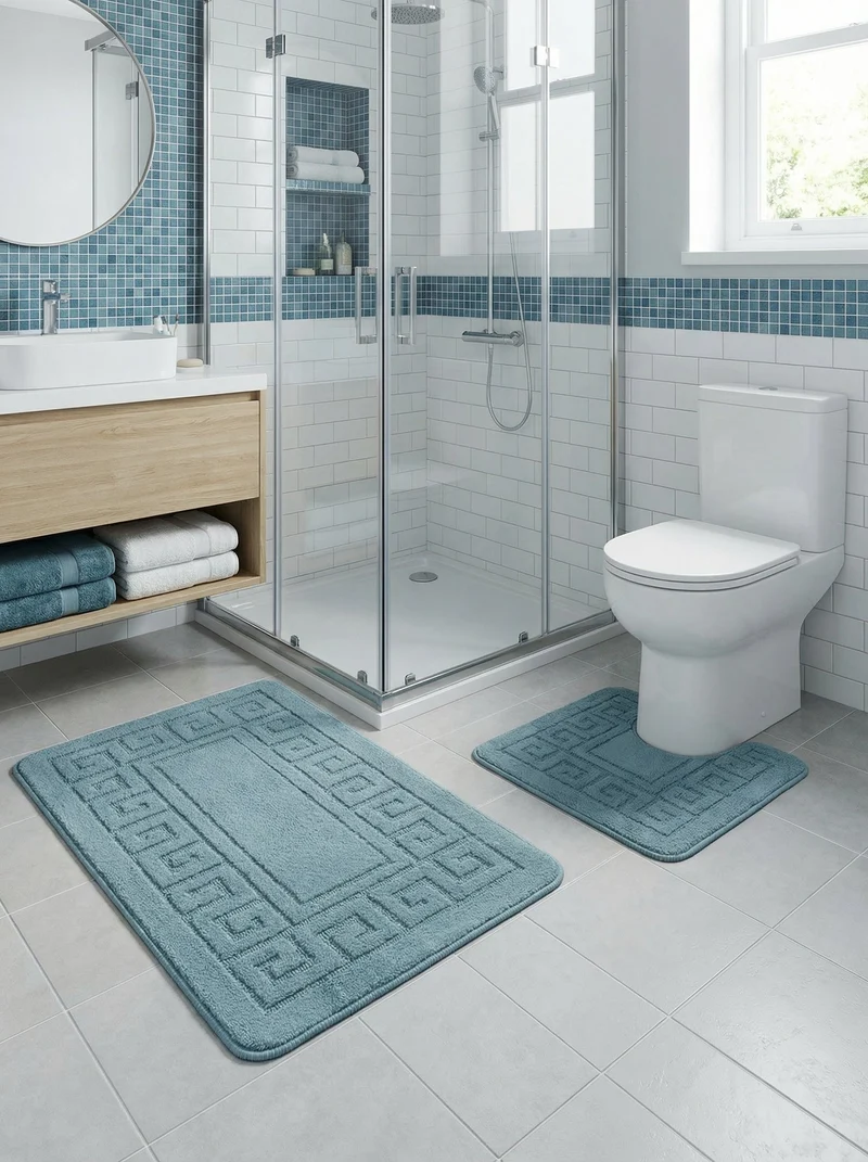 Kit Tapis de Bain Bleu Persan - Cordova