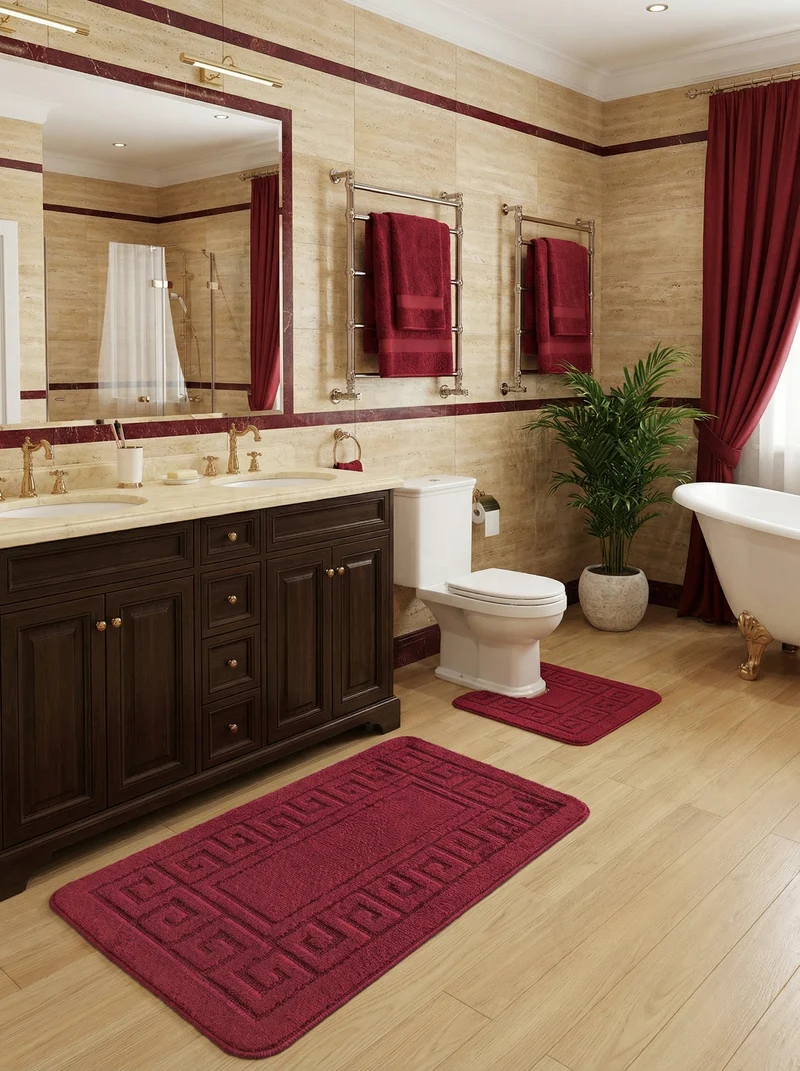 Kit Tapis de Bain Rouge Brique - Cordova