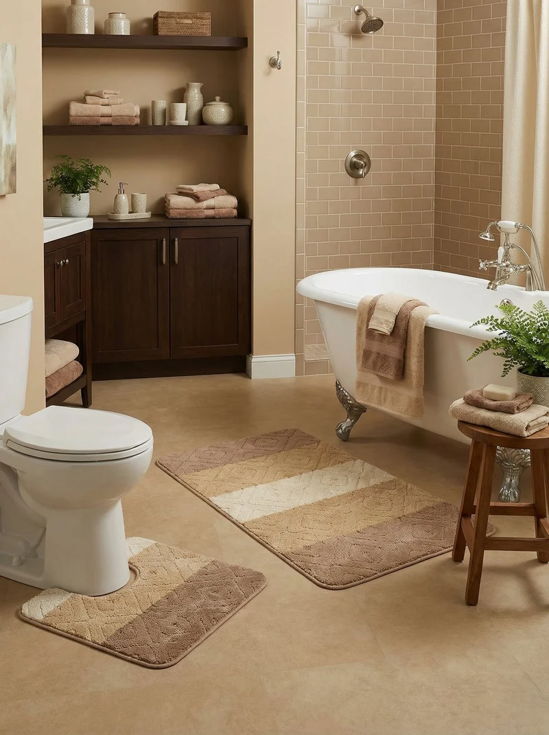 Kit Tapis de Bain Beige - Cordova N°8