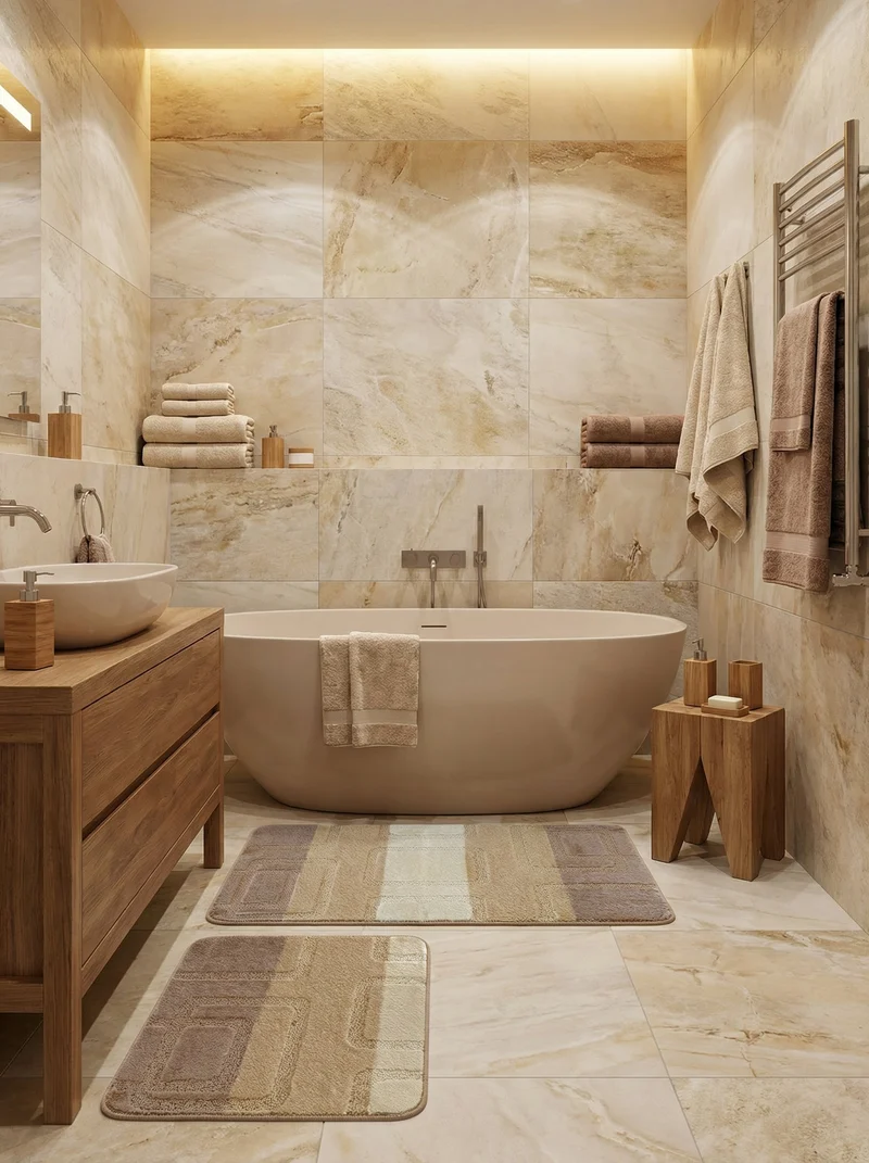 Kit Tapis de Bain Beige - Cordova N°5