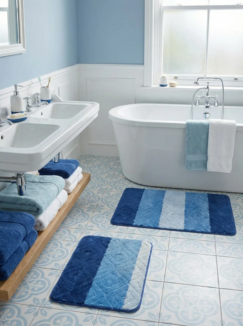 Kit Tapis de Bain Bleu - Cordova N°4