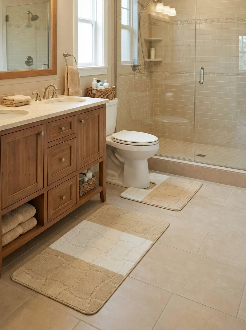 Kit Tapis de Bain Beige Clair - Cordova