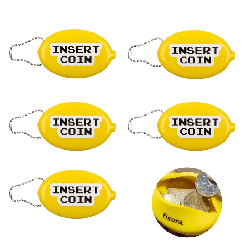 Monedero retro "Insert coin" set de 5