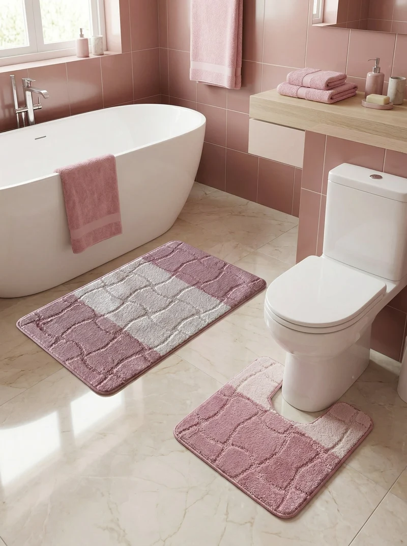 Kit Tapis de Bain Rose Foncé - Cordova