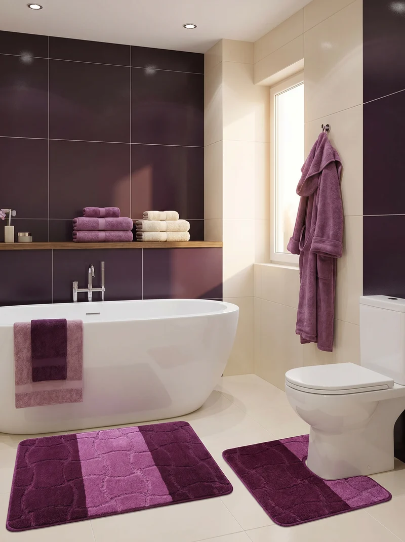 Kit Tapis de Bain Aubergine - Cordova