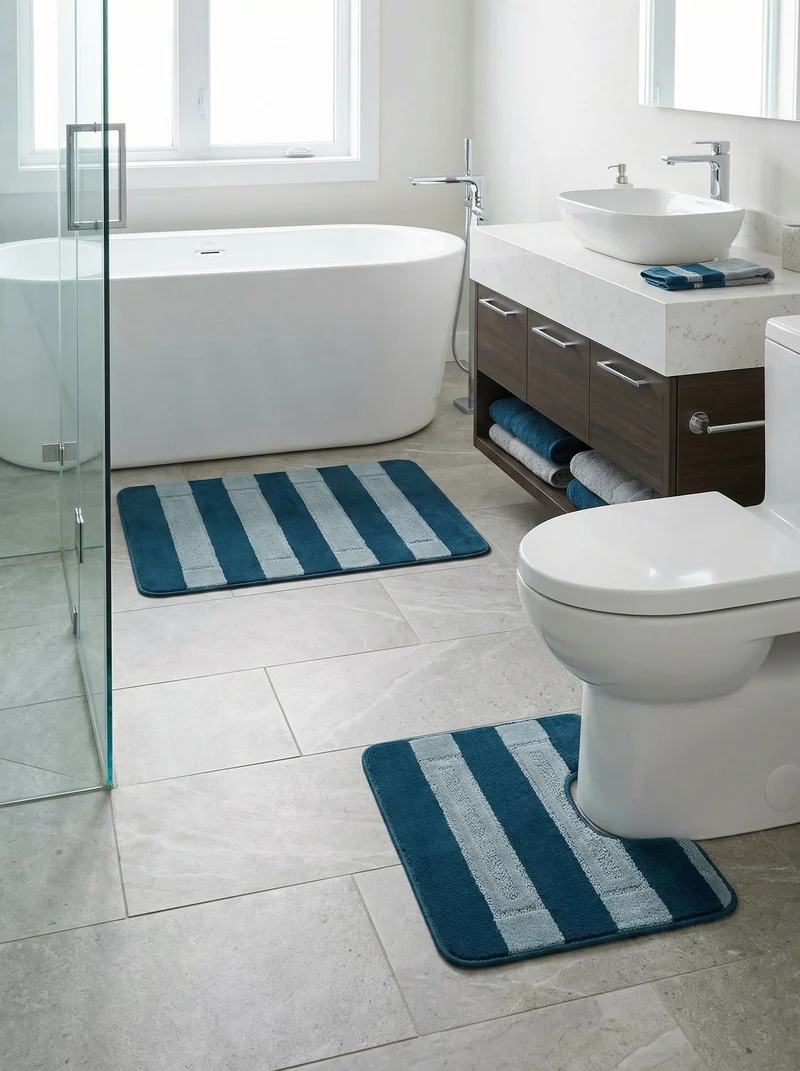 Kit Tapis de Bain Bleu Lac - Cordova