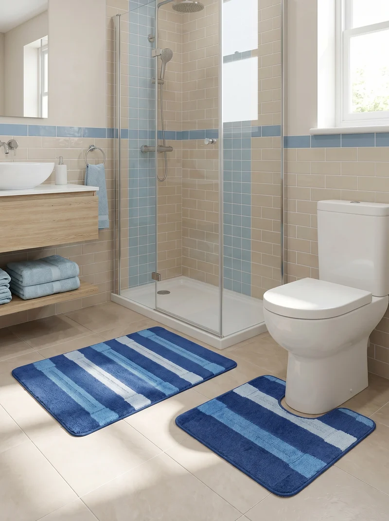 Kit Tapis de Bain Bleu Nuit - Cordova