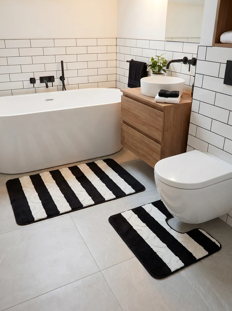 Kit Tapis de Bain Noir - Cordova