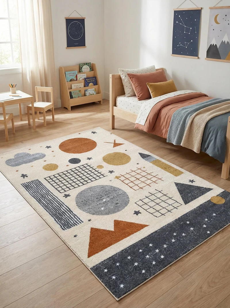 Tapis Enfant Crème et Terracotta - Lumino