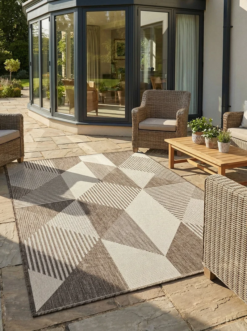 Tapis Extérieur Géométrique Marron & Beige - Kalista
