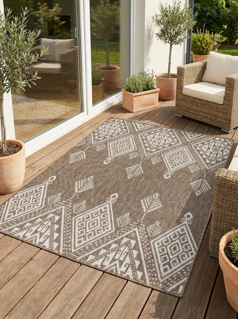 Tapis Extérieur Berbère Marron & Crème - Kalista