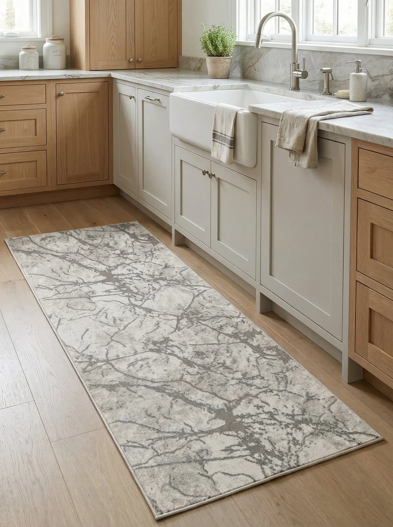 Tapis de Cuisine Moderne Crème & Gris - Mirador