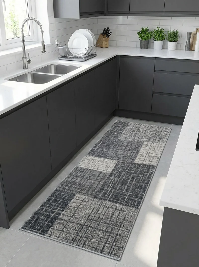 Tapis de Cuisine Moderne Gris & Crème - Mirador