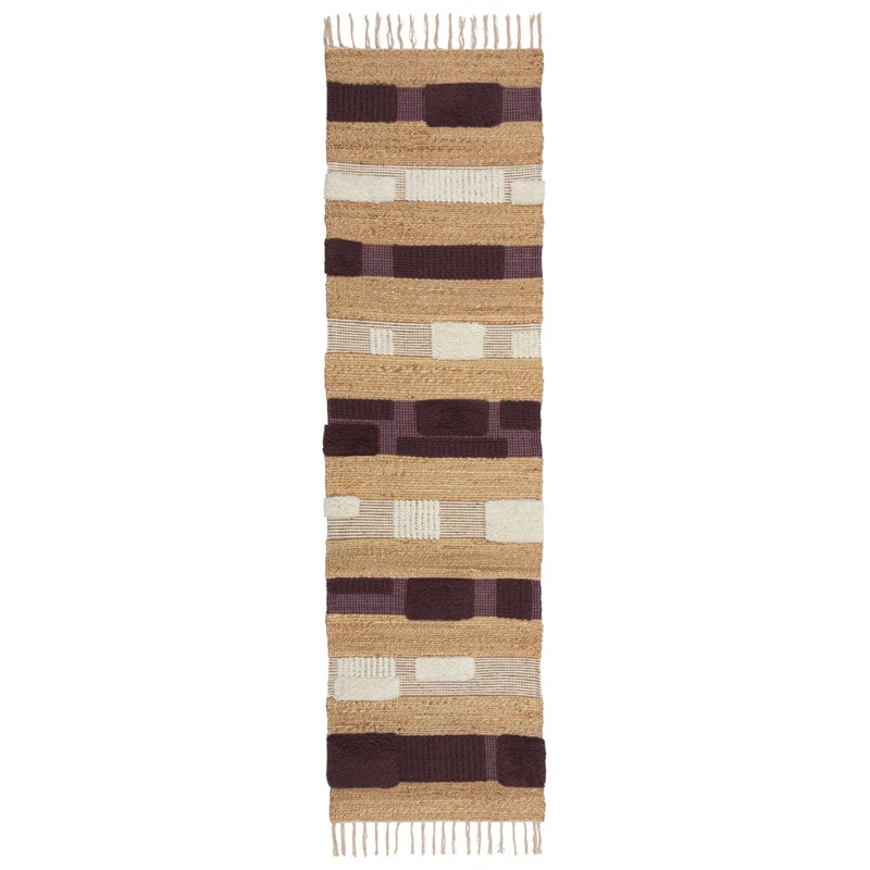 Tapis de couloir jute et laine MEDINA BLOCKS