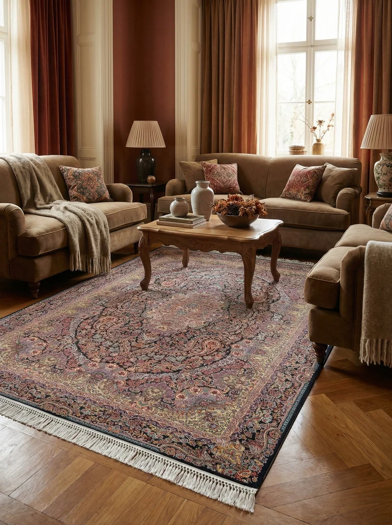Tapis Persan Bleu Marine et Violet - Isfahan N°06