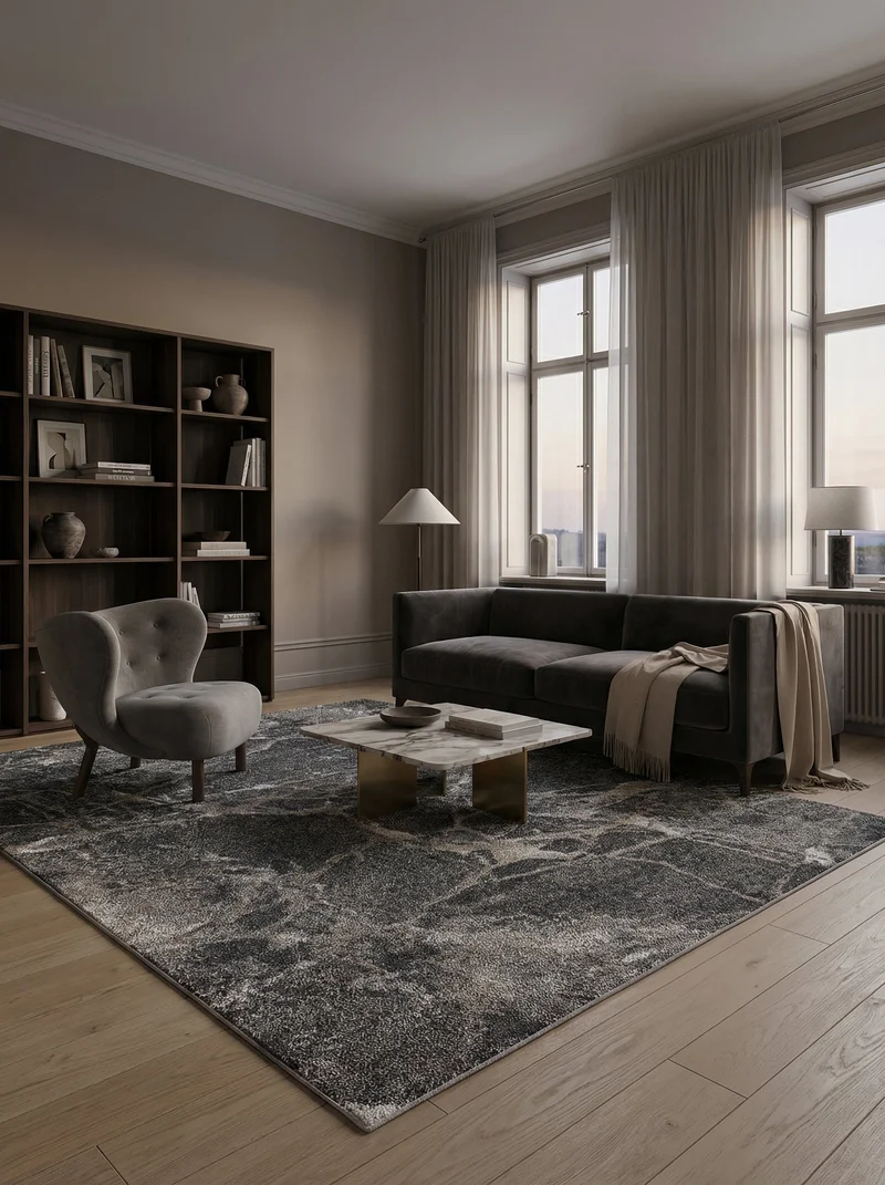 Tapis Moderne Gris et Noir - Torino N°25