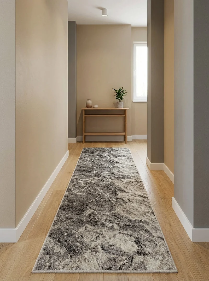Tapis de Couloir Moderne Gris et Crème - Torino