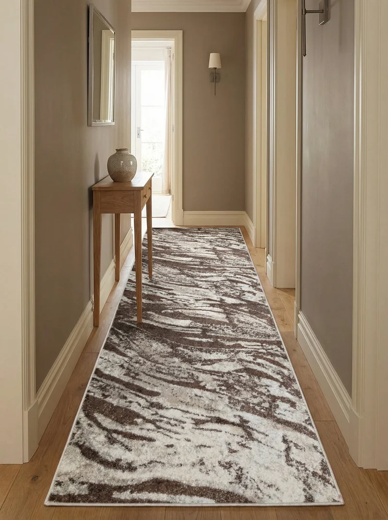 Tapis de Couloir Moderne Marron et Crème - Torino