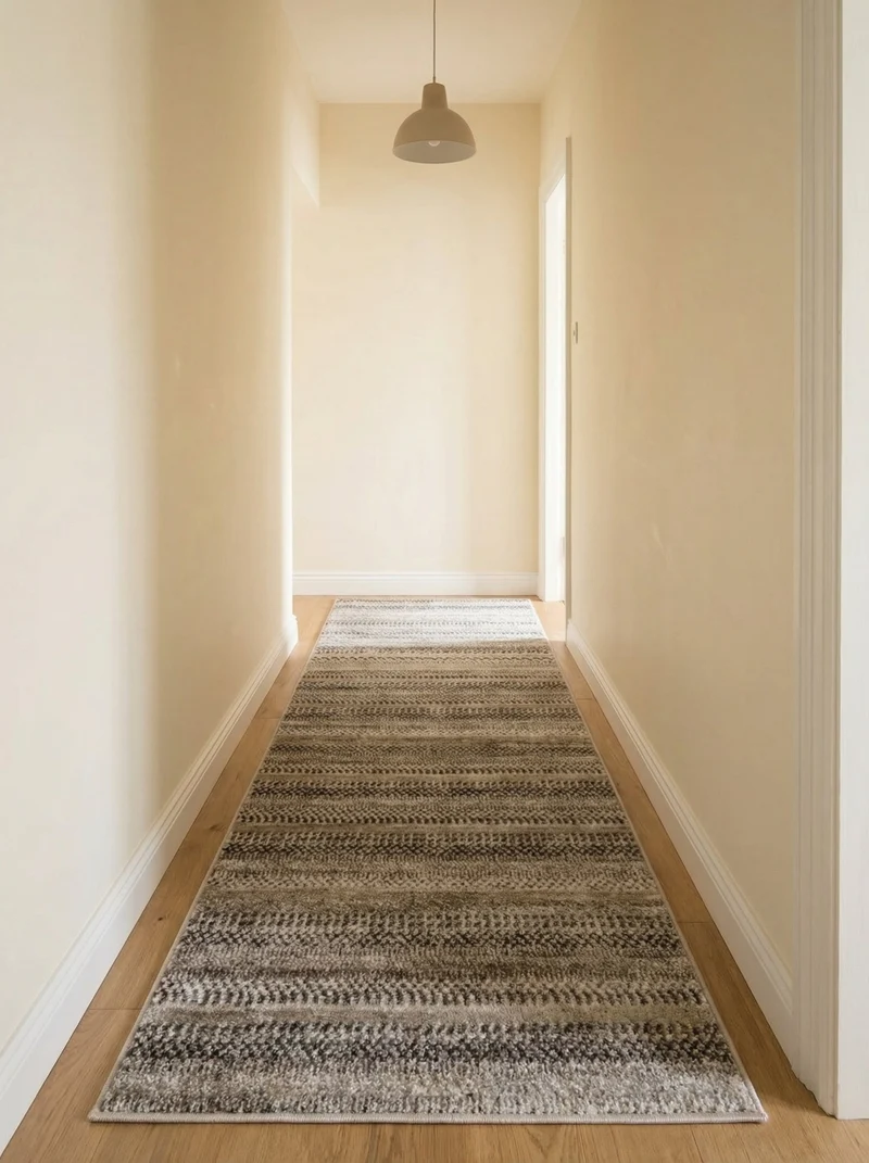 Tapis de Couloir Berbère Beige et Gris - Torino