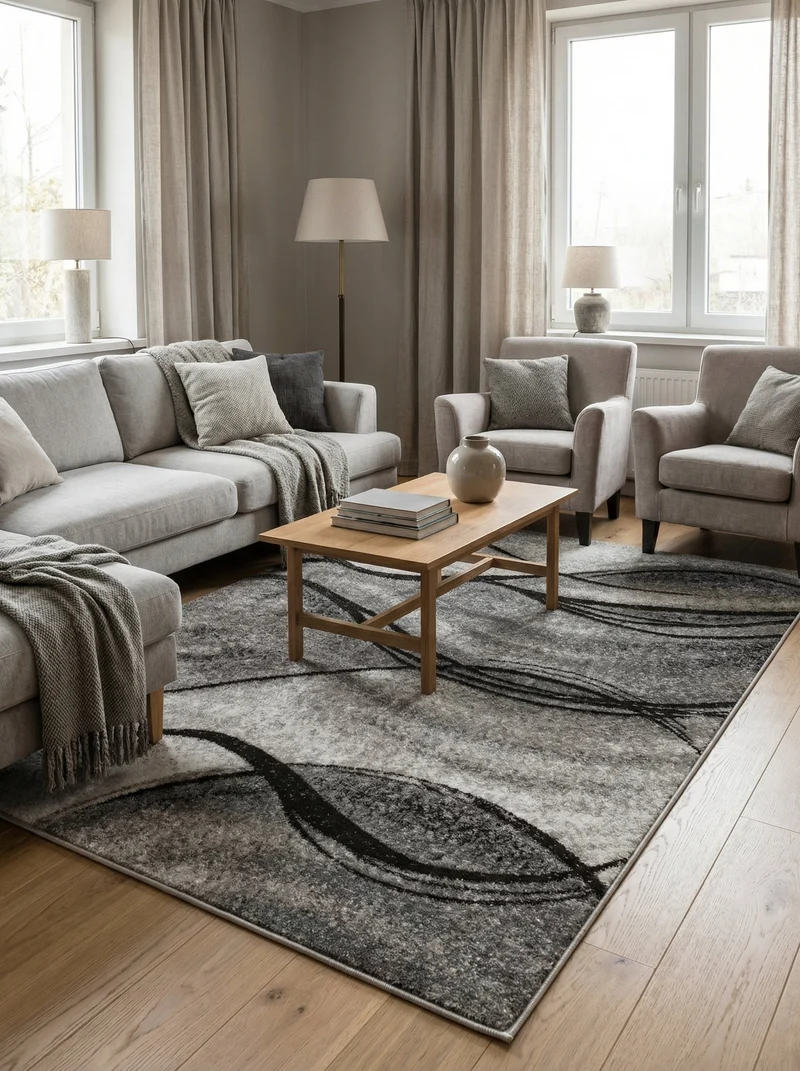 Tapis Moderne Gris et Crème - Torino N°07