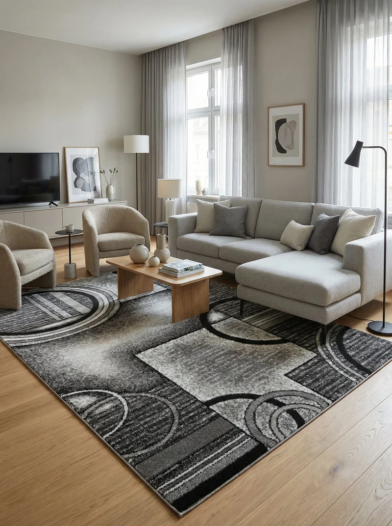 Tapis Design Gris et Noir - Torino