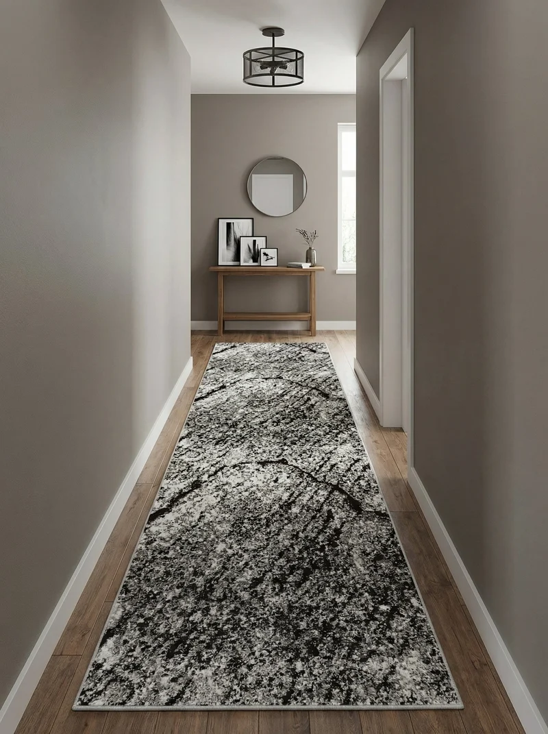 Tapis de Couloir Moderne Gris et Noir - Torino