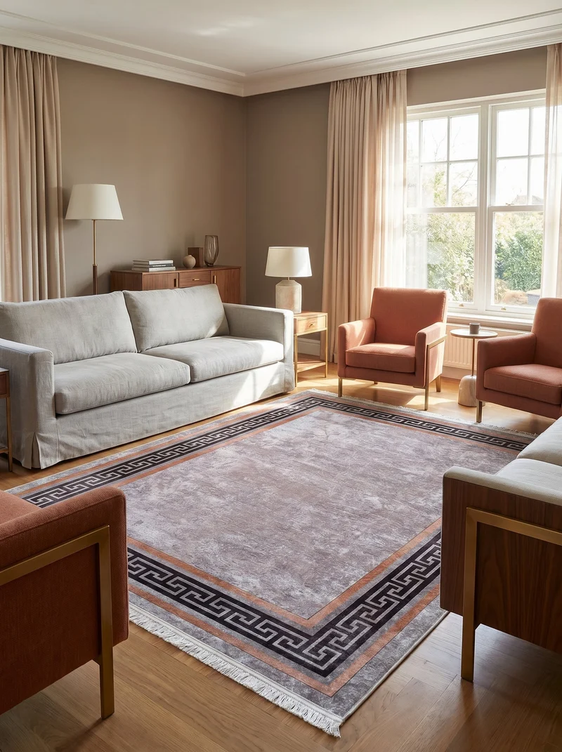 Tapis Lavable Moderne Gris et Noir - Terrazzo