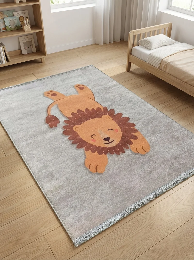 Tapis Enfant Lion Gris et Or - Terrazzo