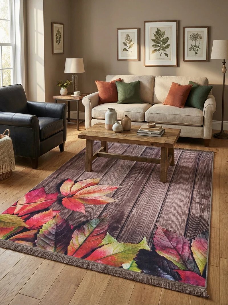 Tapis Lavable Design Feuilles Automne - Terrazzo