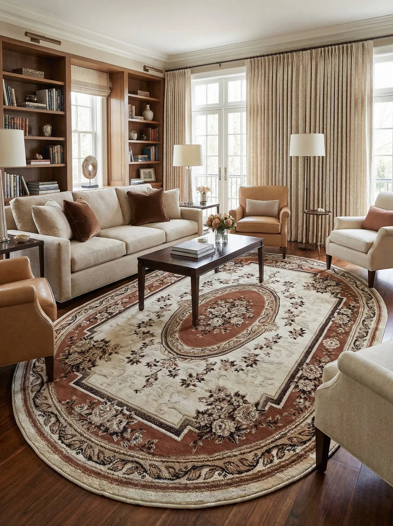 Tapis Ovale Oriental Marron - Riviera