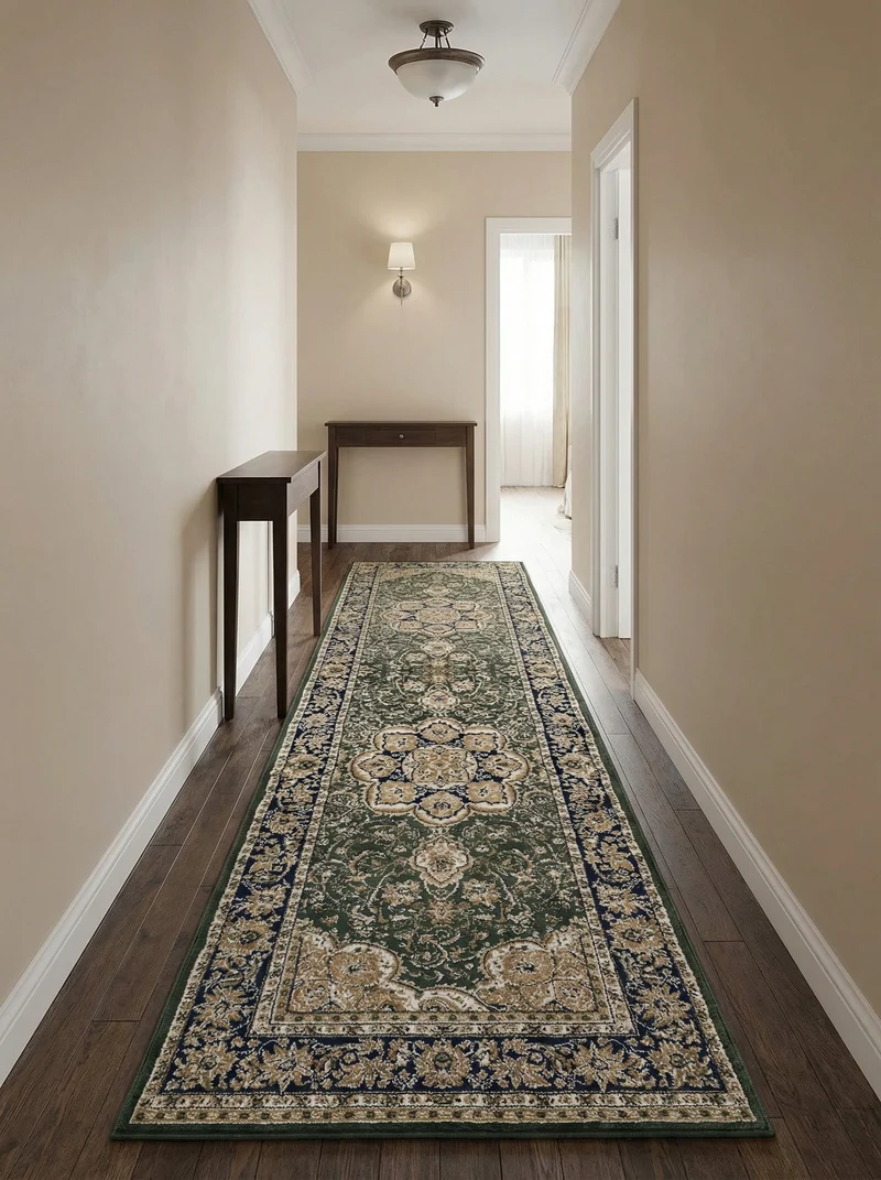 Tapis de Couloir Oriental Vert - Riviera N°03