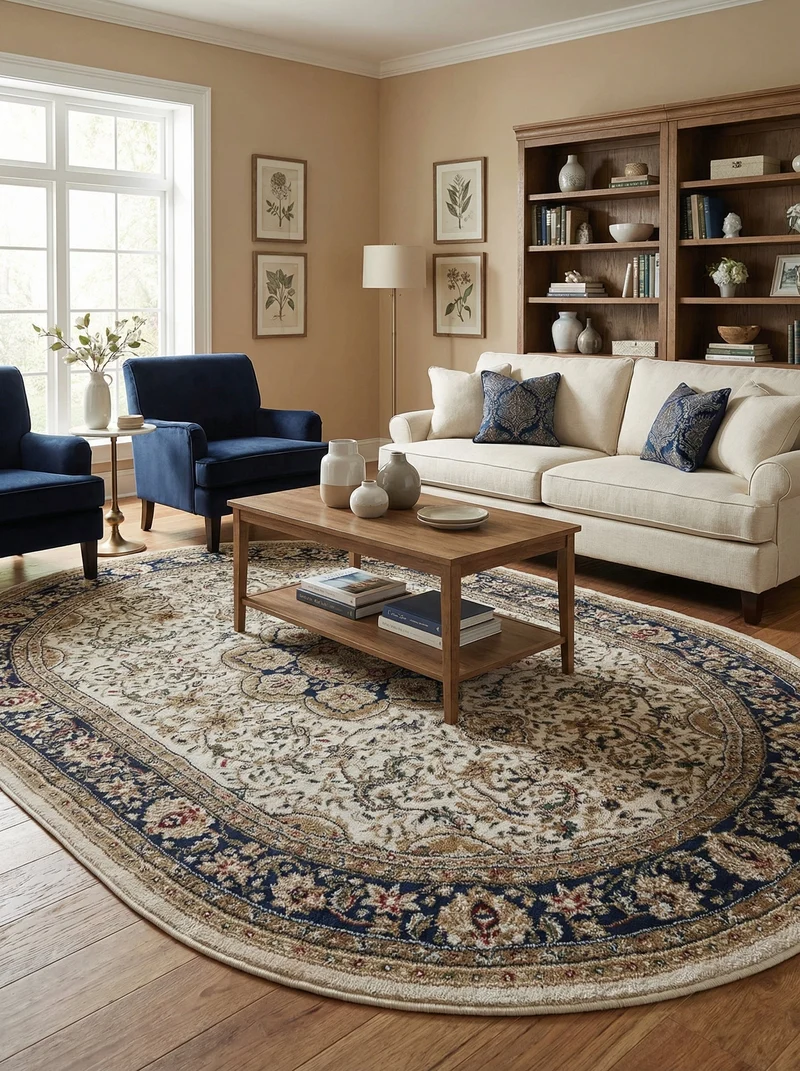 Tapis Ovale Oriental Crème - Riviera