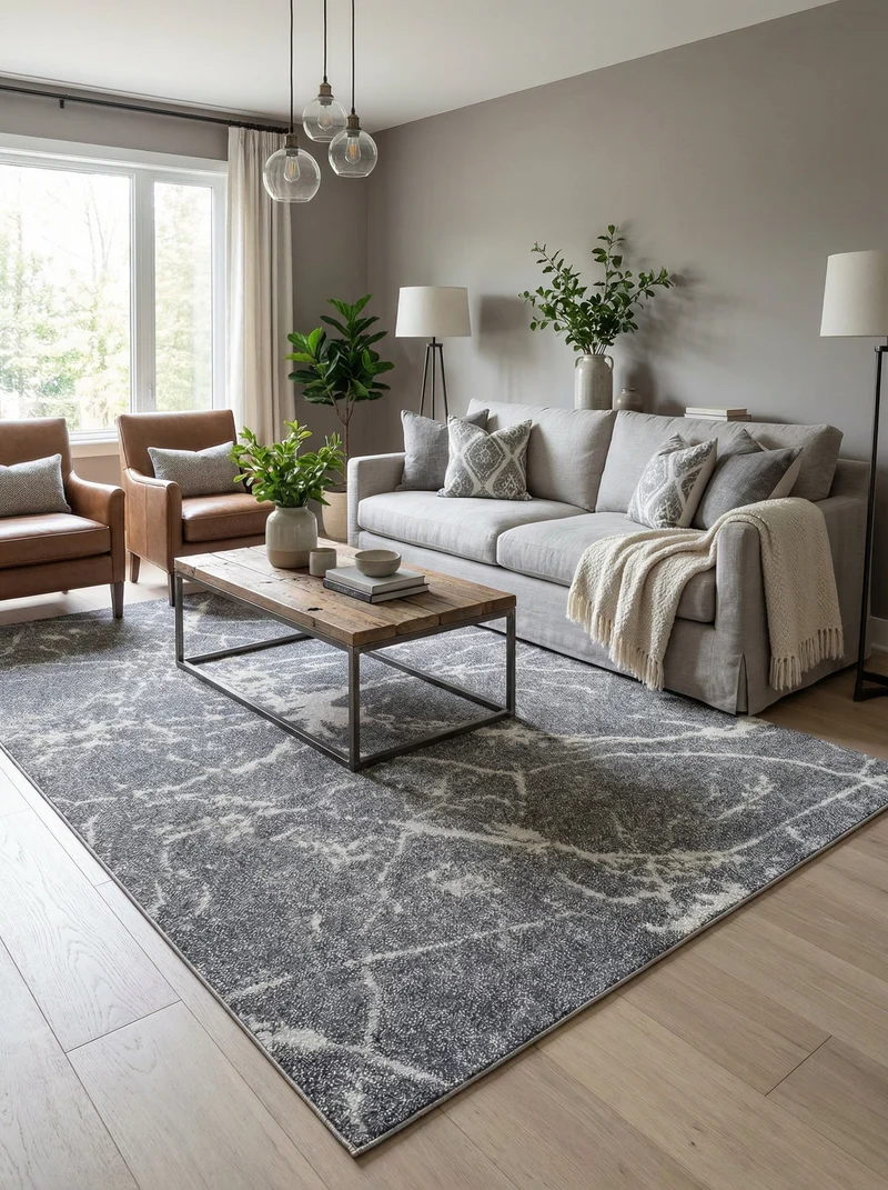 Tapis Moderne Anthracite & Crème - Mirador