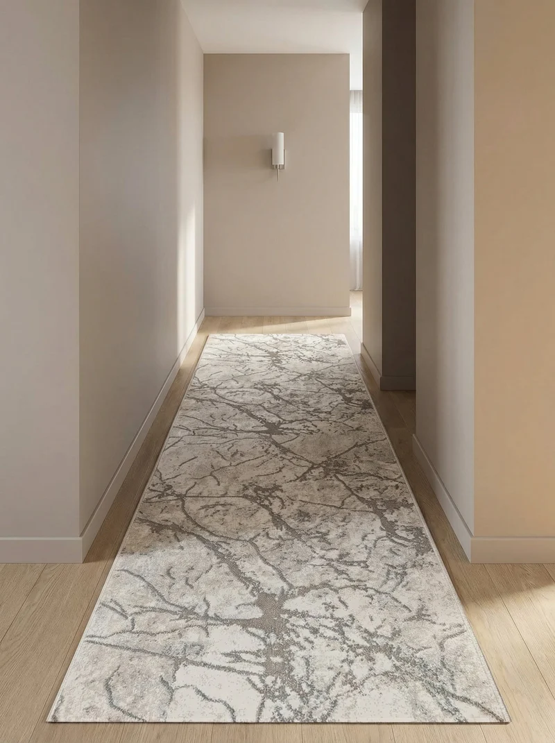 Tapis de Couloir Moderne Crème & Gris - Mirador