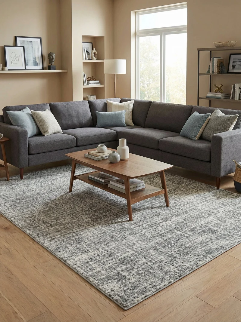 Tapis Moderne Gris & Crème - Mirador N°06-GRE