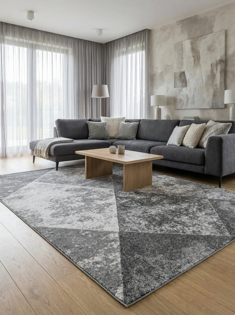 Tapis Géométrique Gris & Anthracite - Mirador