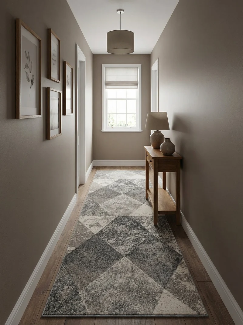 Tapis de Couloir Géométrique Gris & Anthracite - Mirador