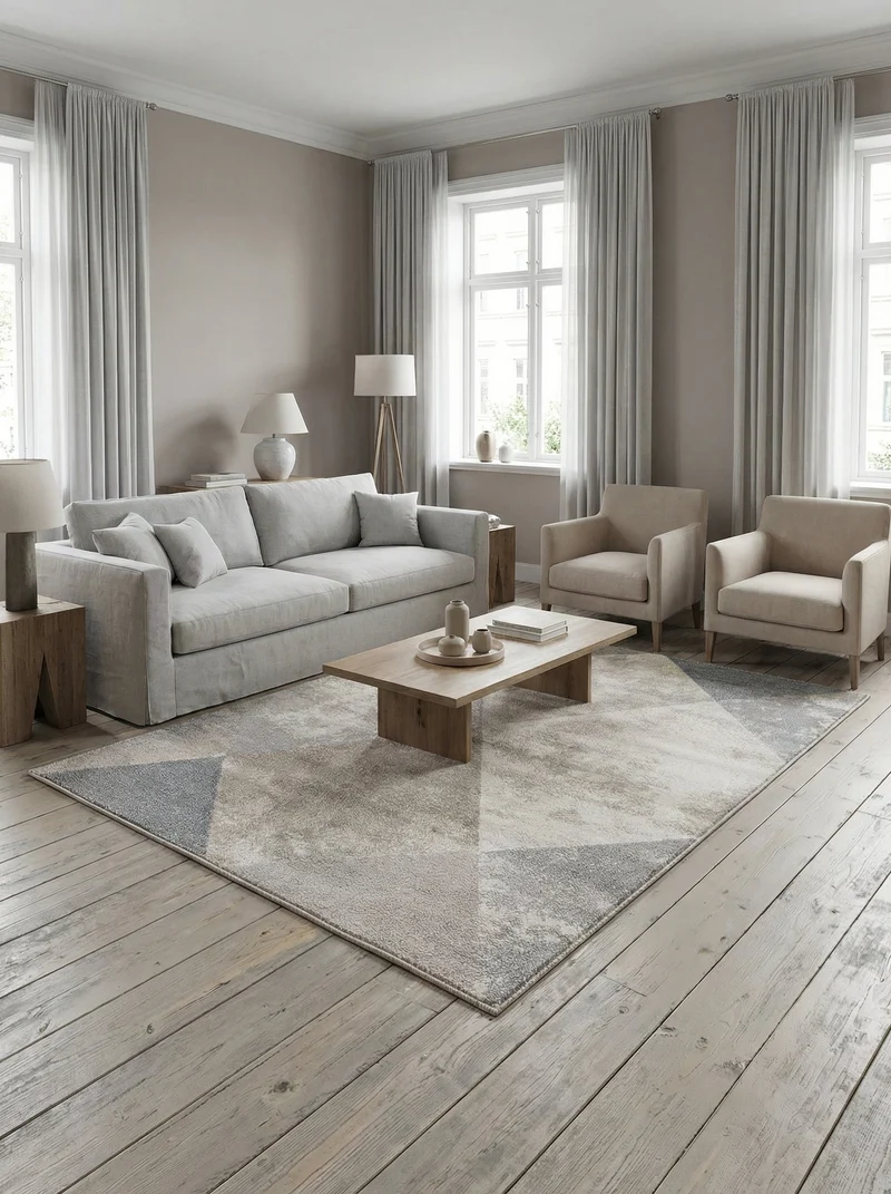 Tapis Géométrique Beige & Gris - Mirador