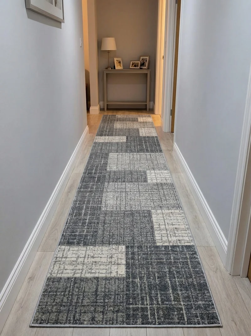 Tapis de Couloir Moderne Gris & Crème - Mirador