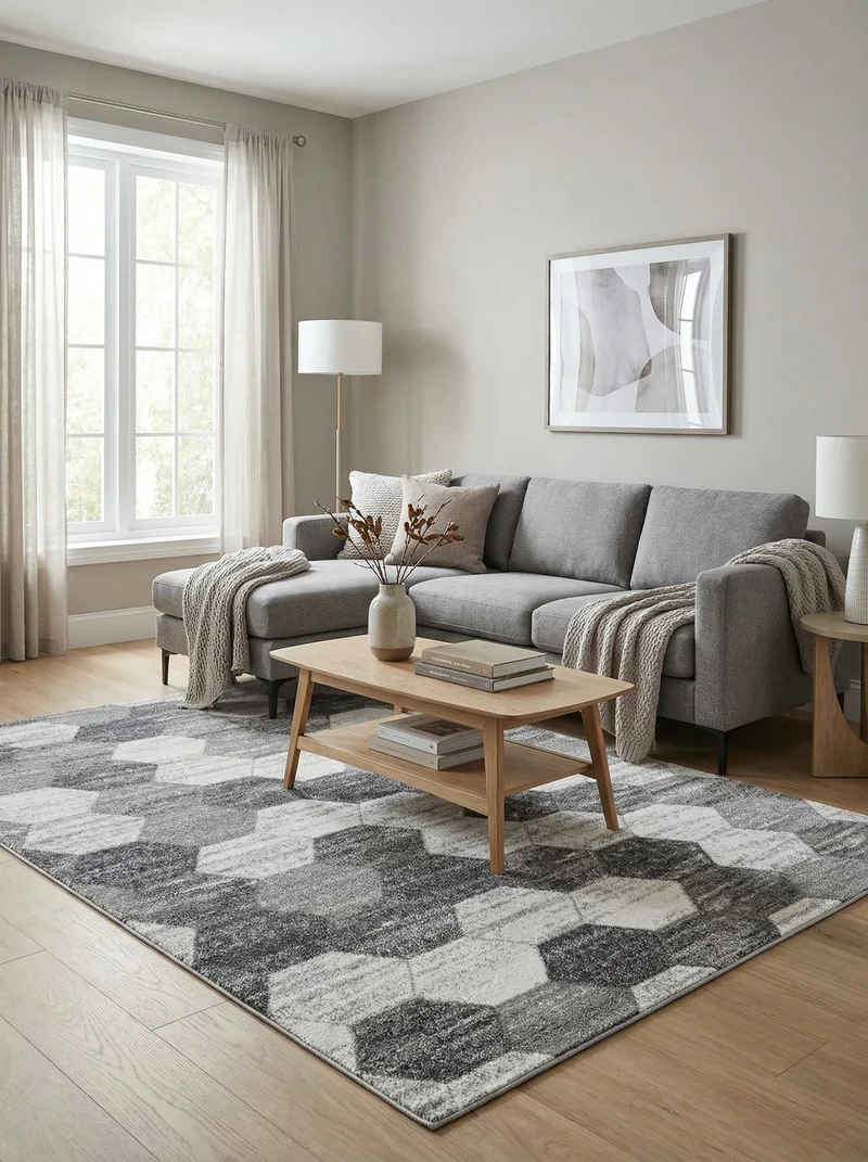 Tapis Géométrique Gris & Beige - Mirador