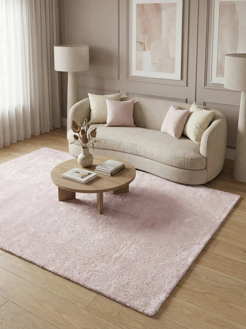 Tapis Lavable Shaggy Rose Poudré - Cardo