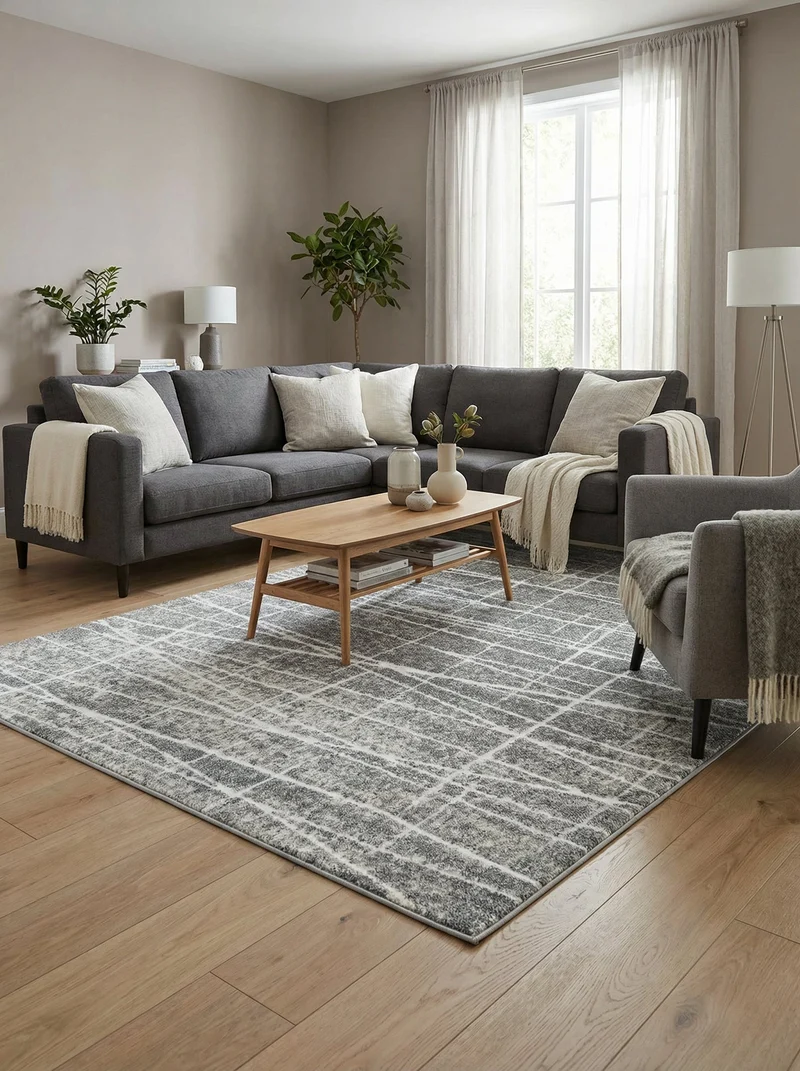 Tapis Moderne Anthracite & Crème - Arcano